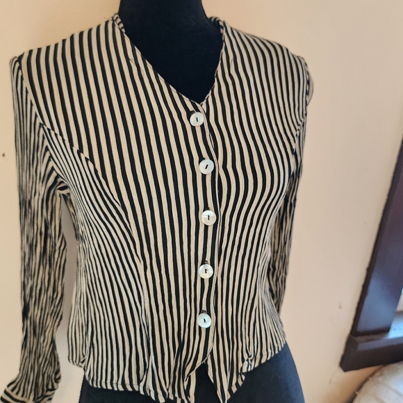 Camille Claudel Button Down Vintage Striped Blouse - Picture 2 of 2
